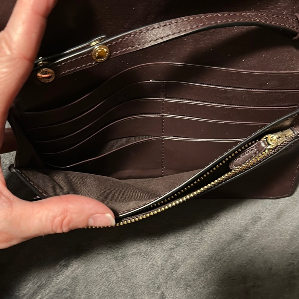 Coach Iridescent Purple/Brown Leather Crossbody Bag with Monogram Pattern - Picture 9 of 9